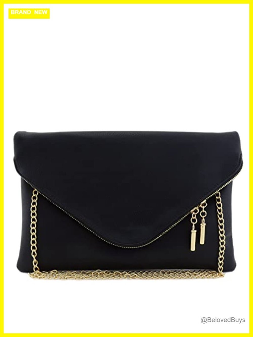 Oversized Envelope Clutch Faux Leather Chain Evening Bag